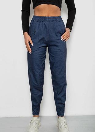 Брюки женские на тонком флисе, цвет джинс