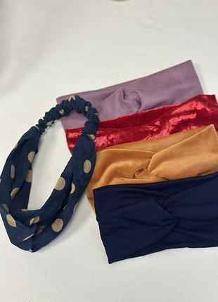 Повʼязка нова розпродаж весняна чалма на голову жовта синя червона фіолетова велюрова вельветова