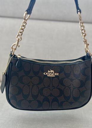 Сумка coach teri shoulder bag біла, бежева, коричнева 9