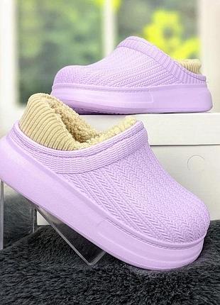 Галоші без задника сабо дитячі dago style бузкові на хутрі 25/26 р (15 см)