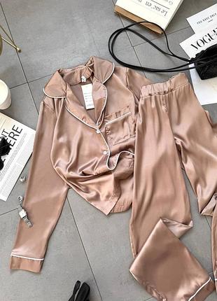 Пижамка к76-10, р.s-m,l-xl, шелк армани, беж