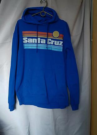 Синее худи от бренда santa cruz с фирменным принтом "sunset dot" на груди
