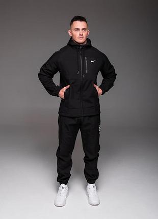 Мужской утепленный костюм softshell черный nike