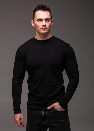 Базовый мужской черный лонгслив long black