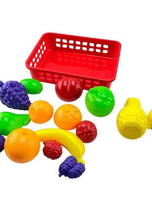 Ігровий кошик з фруктами бамсик пластиковий 010/13_red