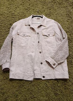 Стильный пиджак рубашка лен с красивым рукавчиком