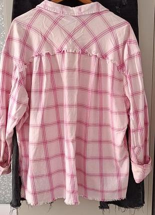 Рубашка в клетку nobo l хлопок розовая oversize