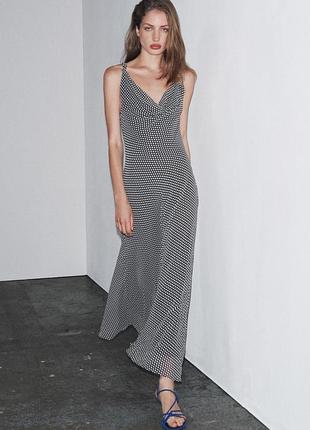 Жіноча довга сукня в горошок zara розмір с м