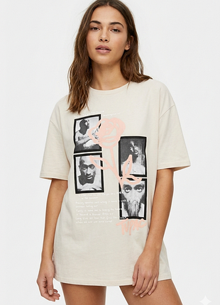 Женская футболка с принтом 2pac оверсайз мерч