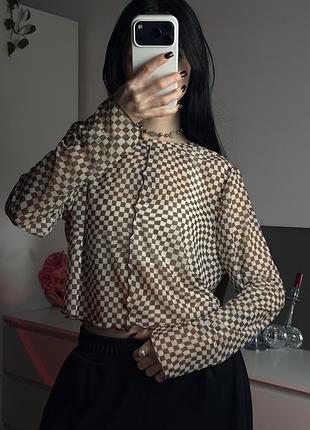 Лонгслів сітка в клітку