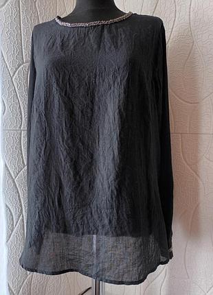 Блуза туніка чорна легка saint розмір 48
