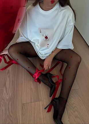 Накладной платеж ❤ турецкая хлопковая футболка оверсайз удлиненная с игральной картой