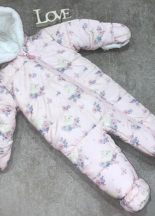 Комбинезон для девочки розовый с зайчиками nutmeg 6-9мес