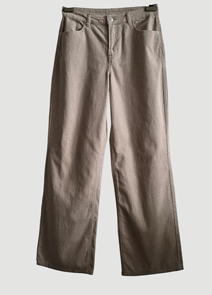 Хлопковые вельветовые бежевые брюки брюки прямого кроя h&amp;m р.m