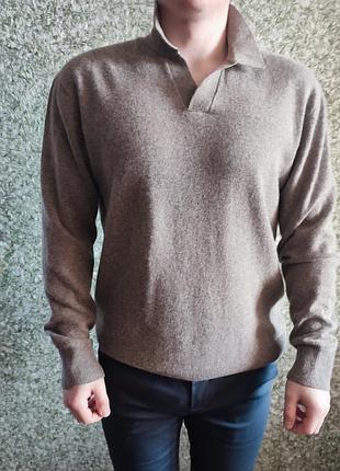 H@m мужской свитер из шерсти р. м воротник поло