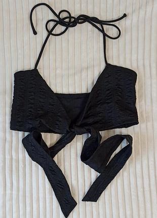 Чорний топ з зав'язками розмір xs