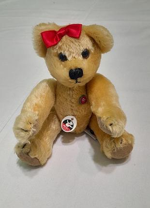 Mutzli m.c.z. - игрушка мягкая на шарнирах - редкий винтажный мишка с бантом - 22 см
