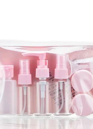 Набор баночек и флаконов для косметики в дорогу