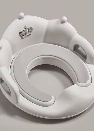 Детская накладка сидушка на унитаз мягкая с ручками белый