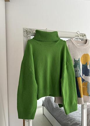 Салатовий светр оверсайз h&m