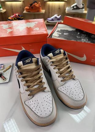 Кросівки nike dunk low x stranger things «phantom» white / navy blue 2