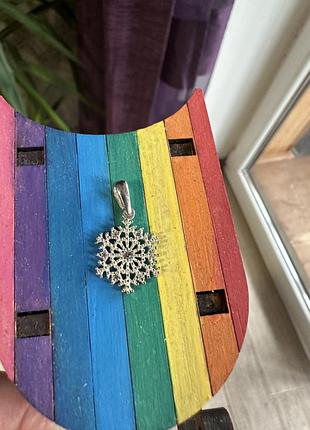 Срібна підвіска сніжинка з фіанітом 925 проба 1,2 г