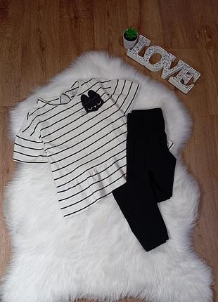 Летний набор на 5-6 лет футболка next и черные лосины