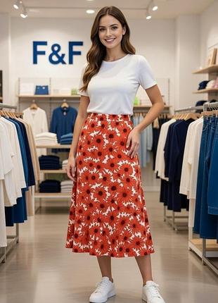 Нова віскозна міді спідниця f&f у квітковий принт
