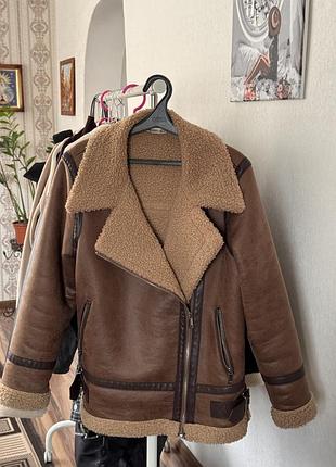 Куртка дубленка женская коричневая