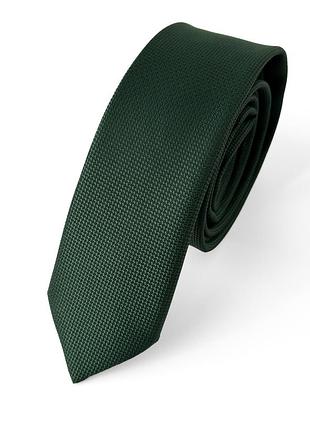 Классический галстук темно-зеленая фактурная с платком паше
