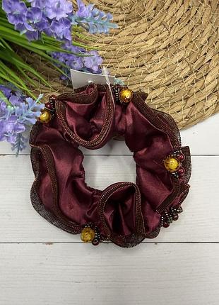 Резинка для волос атласная объемная мягкая для хвоста и пучка диаметр 12 см (зак1674.7)