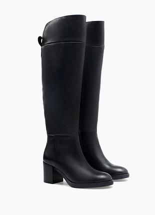 Шкіряні чоботи zara
