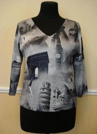 Літня кофтинка трикотажна блуза з рукавами 3/4 великого розміру 14/16