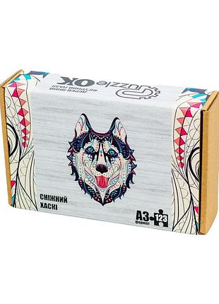 Фігурний дерев'яний пазл a3 "сніжний хаскі" puza3-00902, 123 елемента