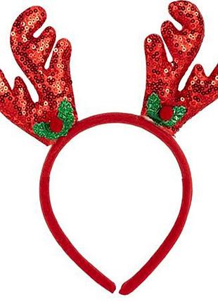 Обідок новорічний "оленячі ріжкит" 2511(red) 16,5х14,5 см