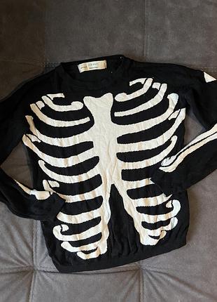 Светр чорний зі скелетом 2