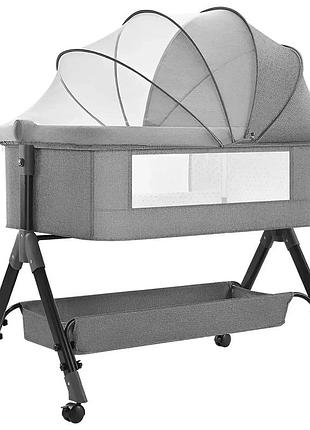 Дитяче ліжечко 4 в 1 d929 з великим кошиком для зберігання 92×80×68 см, трансформер для новонароджених і малюків, компактне