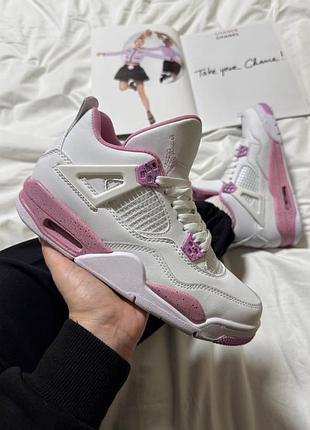 Кроссовки nike air jordan 4 retro white pink areo