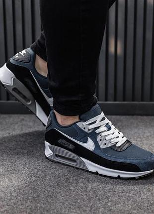 Мужские кроссовки nike air max 90 navy black white / smb+ 🔗