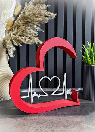 Статуэтка сердце с ритмом 22 см — романтический подарок девушке / декор "пульс любви" (pla пластик)