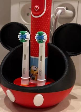 Підставка для електричної зубної щітки oral-b міккі маус, органайзер на 2 насадки (14х11х11 см)