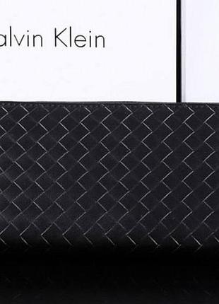 Чоловіче портмоне calvin klein, гаманець чорного кольору з натуральної шкіри, портмоне клатч келвін кляйн