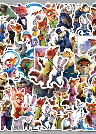 Набор наклеек зверополис стикеры zootopia джуди хопс disney наклейки зоотрополіс животные зайка полицейский лис мультики дисней зоотопія