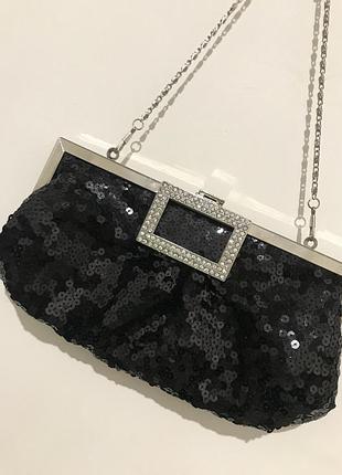 Сумка клатч паєтки стрази чорного кольору