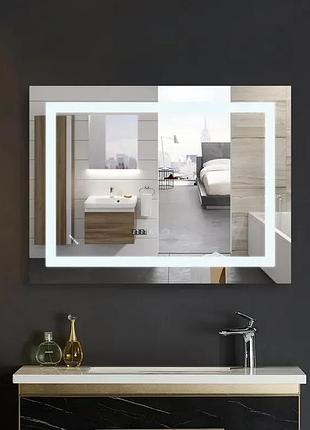 Зеркало в ванную mixxus warm 60x80см c подсветкой сенсорное включение антизапотевание прямоугольное mi6671