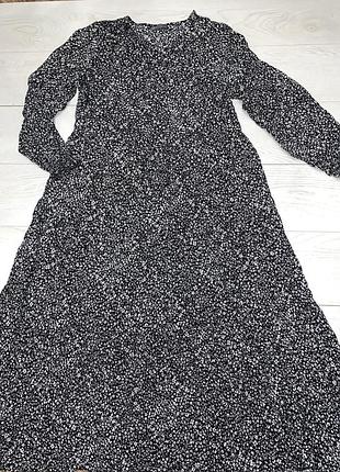 Довге плаття сукня в квітковий принт на гудзиках віскоза papaya 12 m