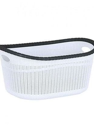 Корзина для белья 35л 40x52x24см белая без крышки, с ручками, овал., вязка la-530б тм irak plastik