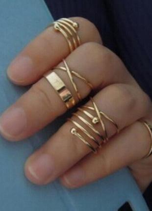 Набор 6 колец на пальцы и фаланги кольцо 2 цвета.