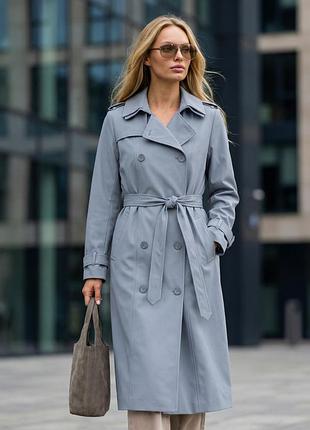 Двубортный тренч (голубой, молочный, беж, коричневый)