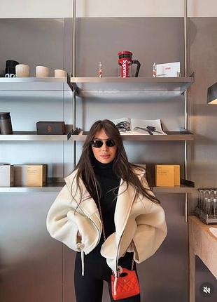 Кашемір бомбер з капюшоном оверсайз на блискавці